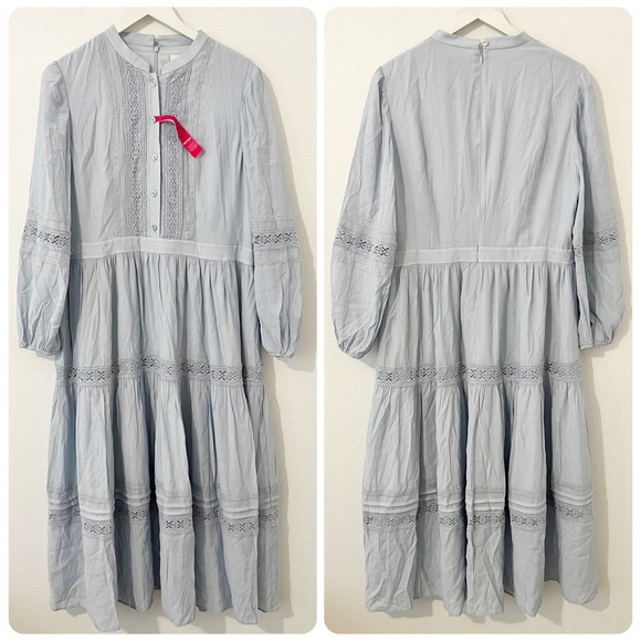 Light Blue Lace-Trim Midi Dress - Picture 2 of 6